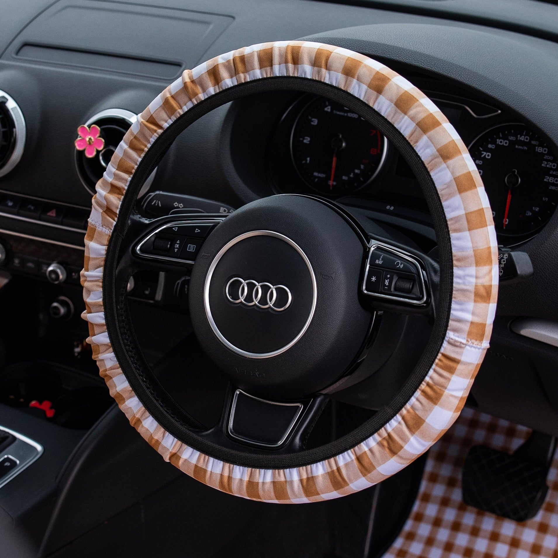 Gingham Steering Wheel Cover