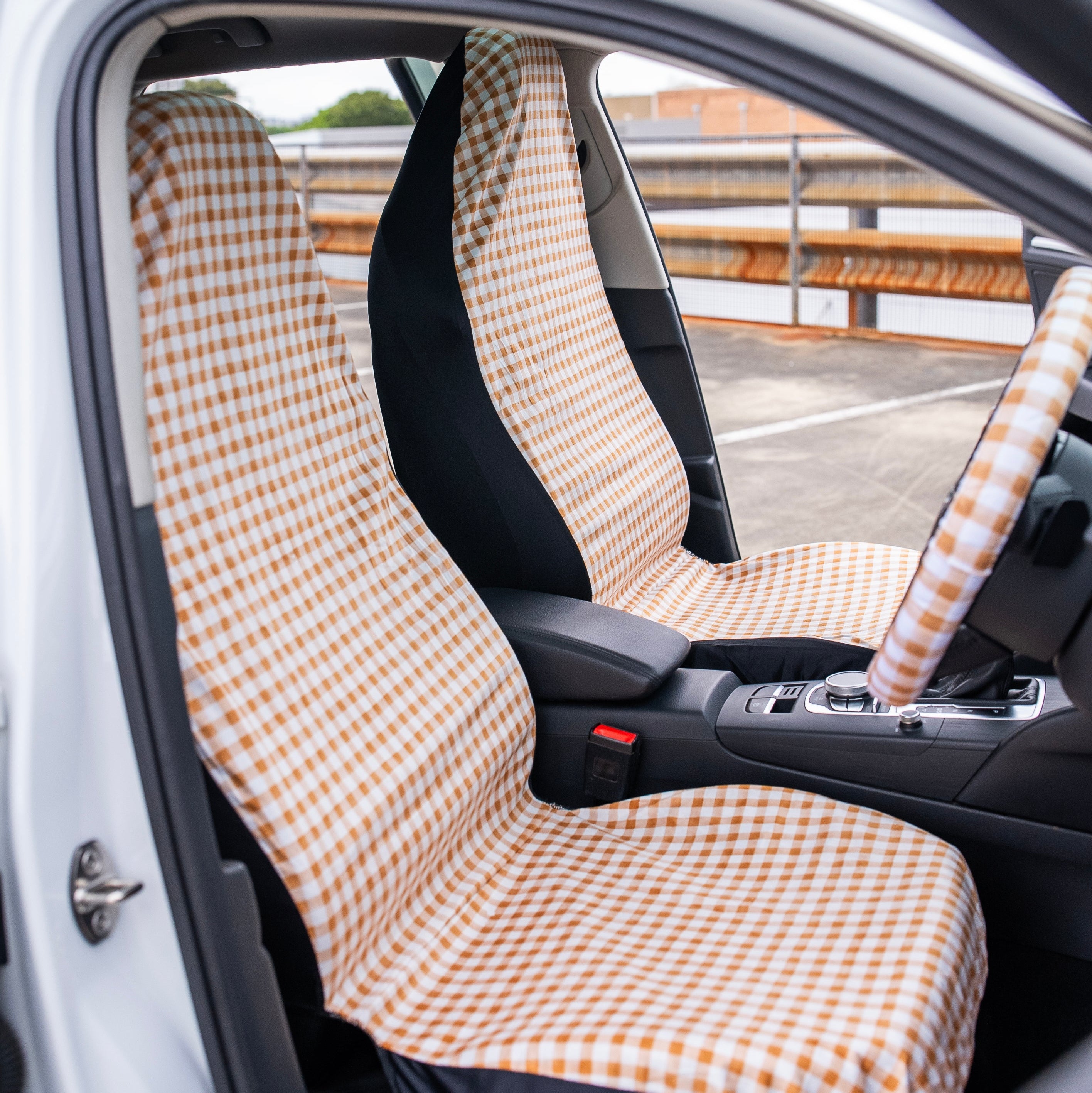 Gingham Seat Cover Set