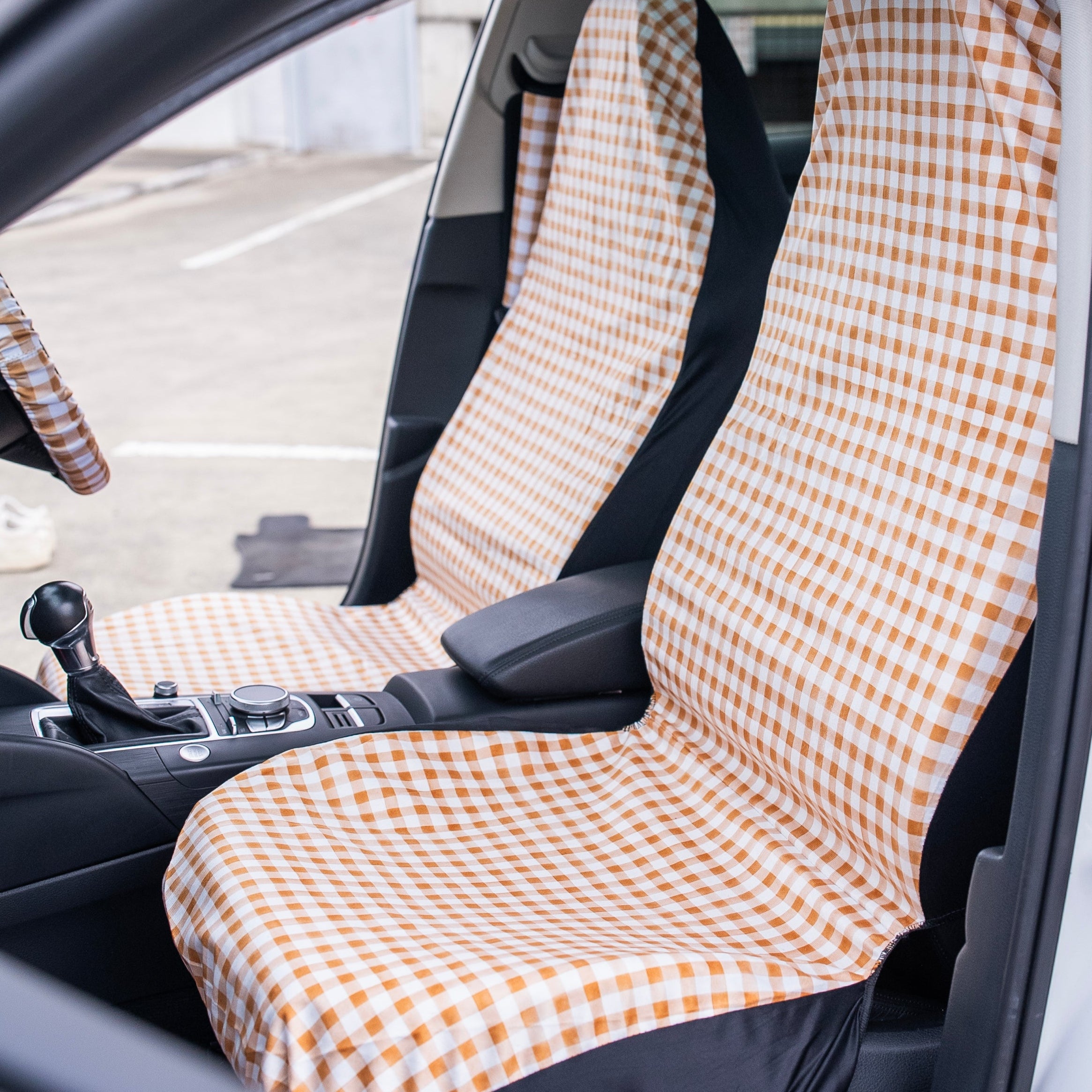 Gingham Seat Cover Set